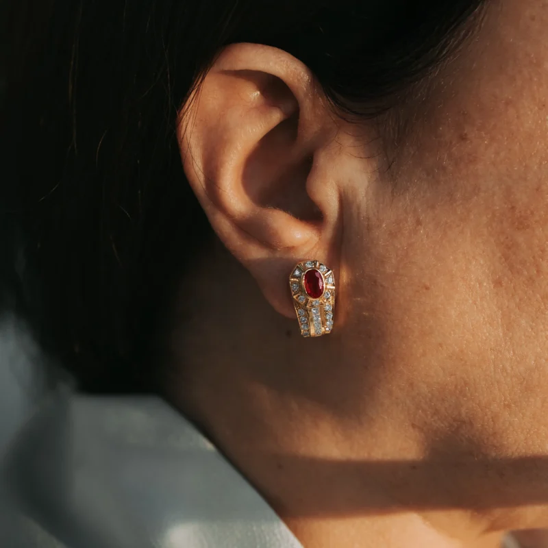 Alternative view of P6509 - Pendientes rubíes y diamantes