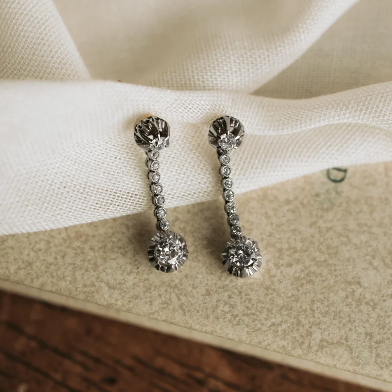 P6732 - Pendientes antiguos diamantes