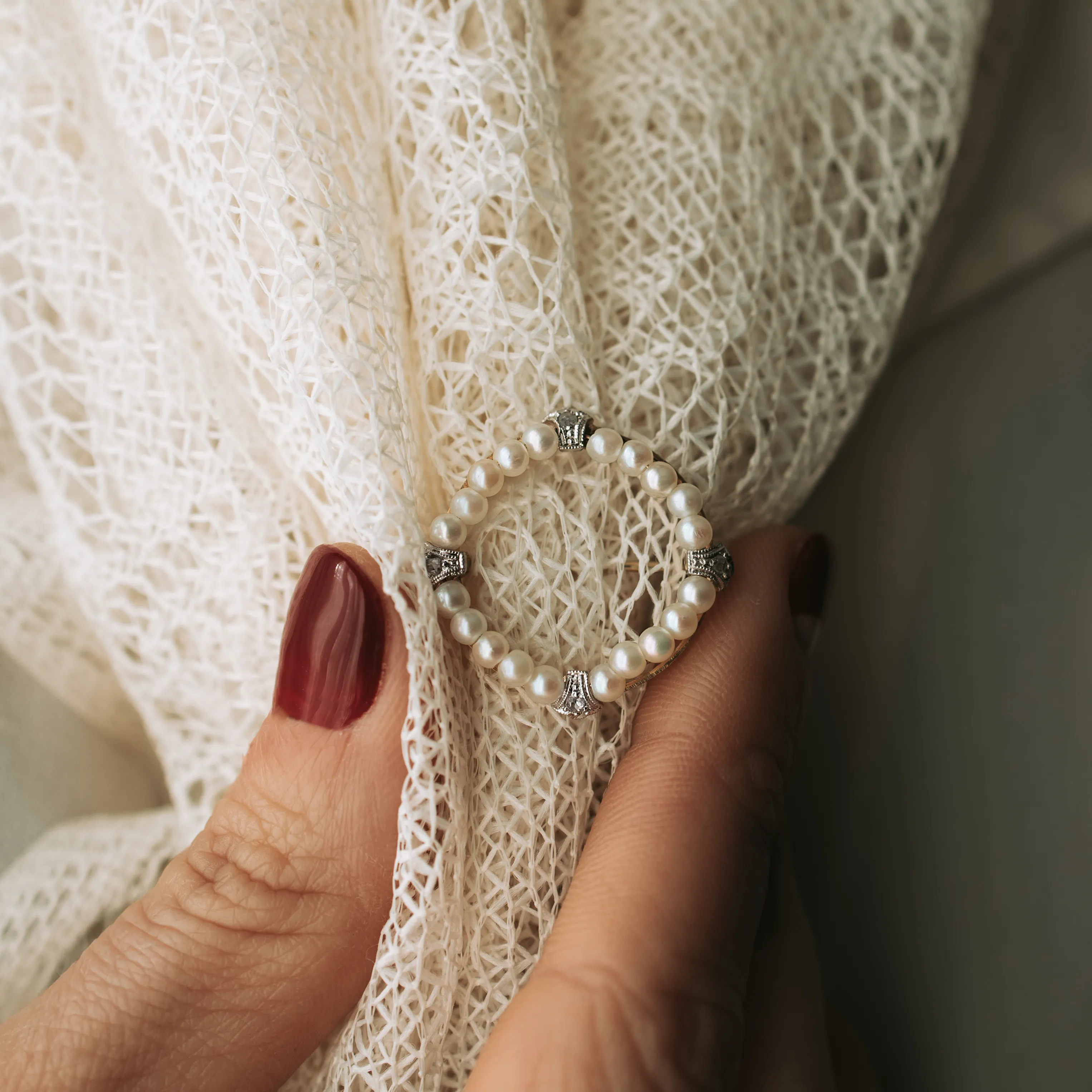 B6783 - Broche diamantes y perlas - Imagen 2