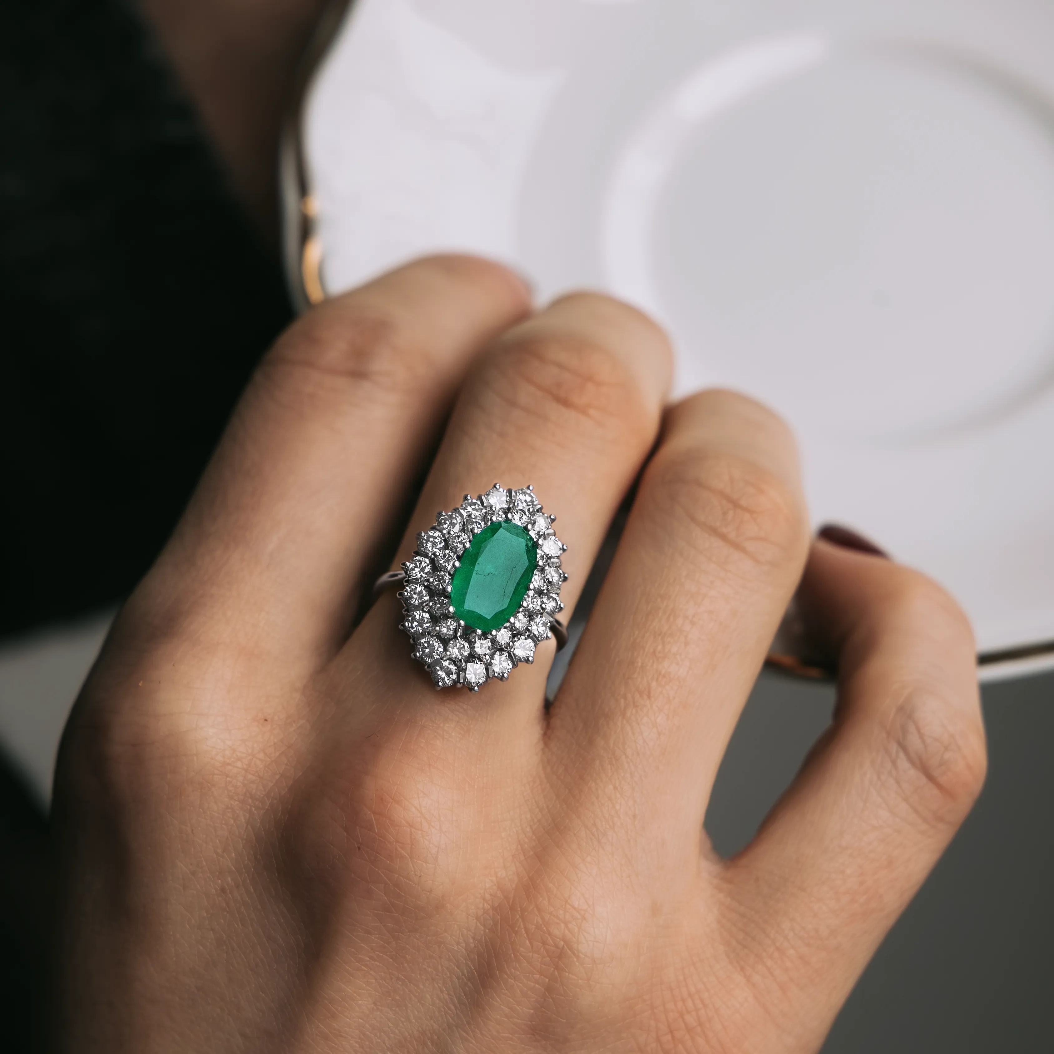 S6966 - Roseta esmeralda y diamantes - Image 2