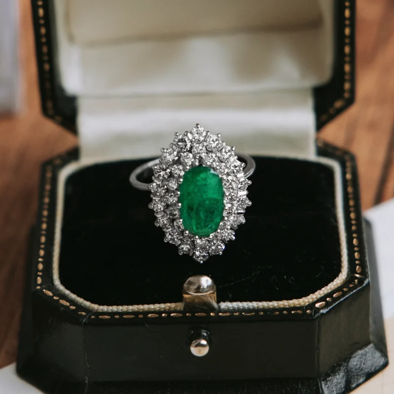 S6966 - Roseta esmeralda y diamantes