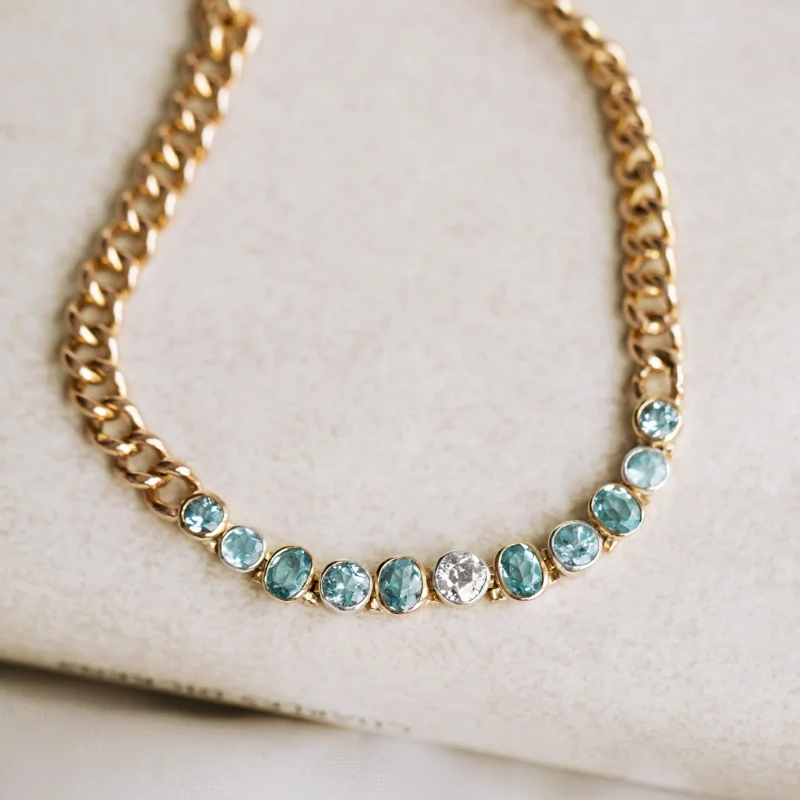 PS4225 - Pulsera aguamarinas y diamante