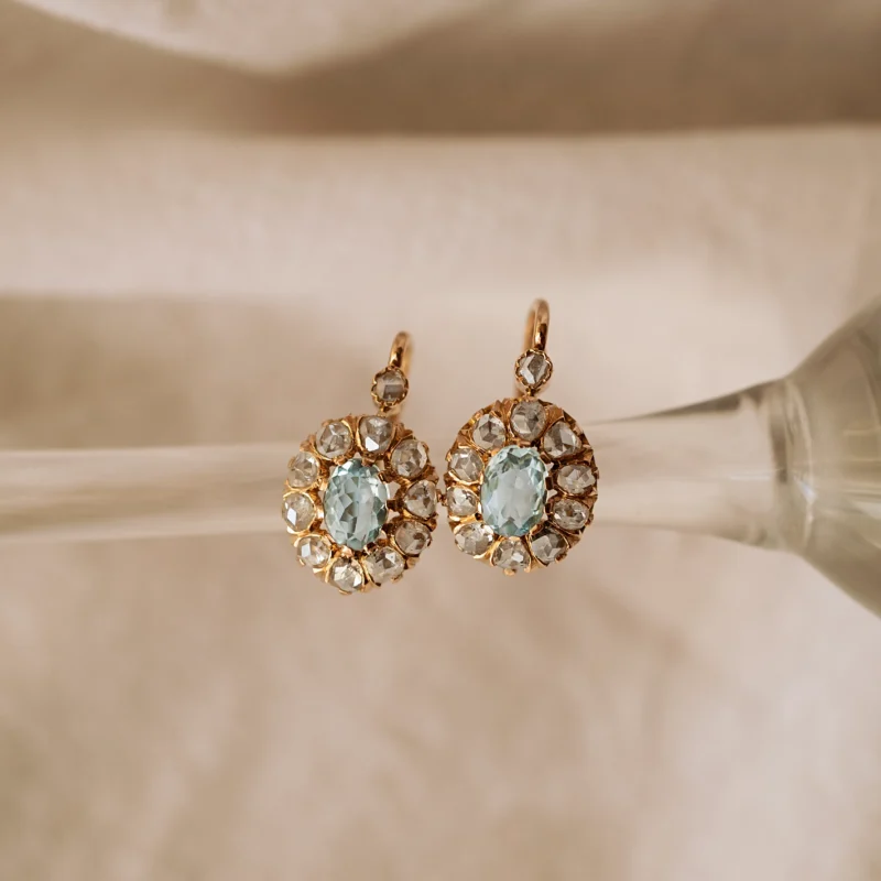 P6206 - Pendientes aguamarinas y diamantes