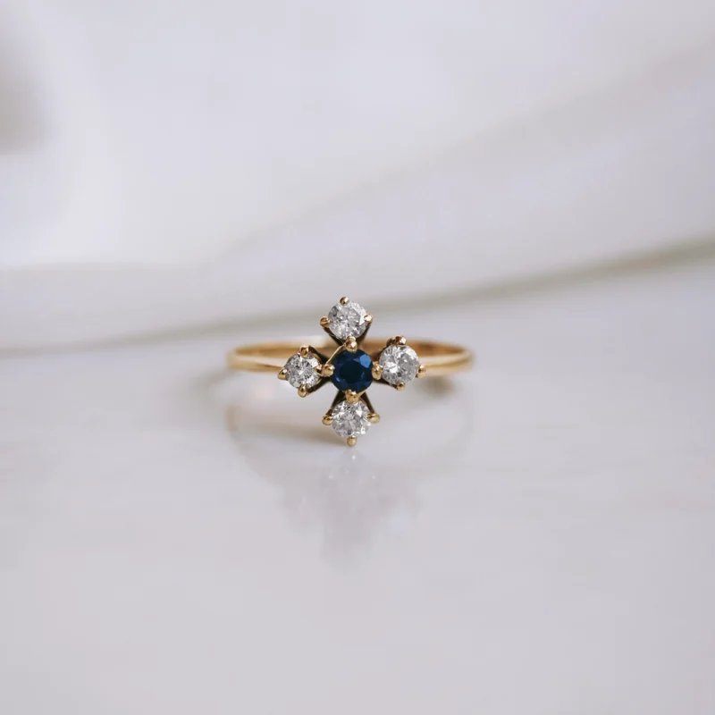 S6806 - Roseta zafiro y diamantes