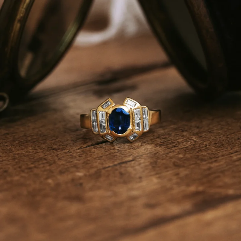 S6950 - Sortija zafiro y diamantes