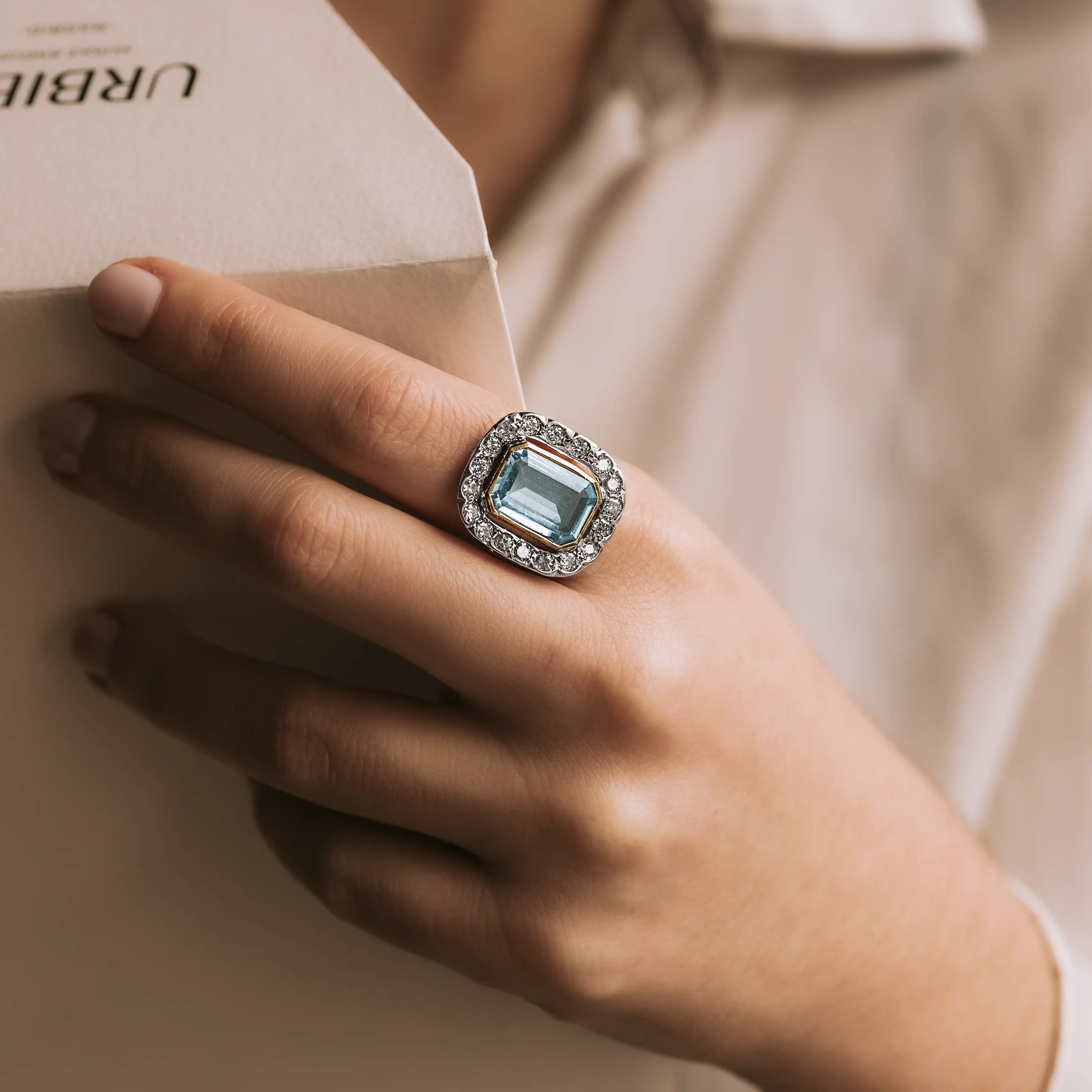 S6976 - Roseta aguamarina y diamantes - Image 2