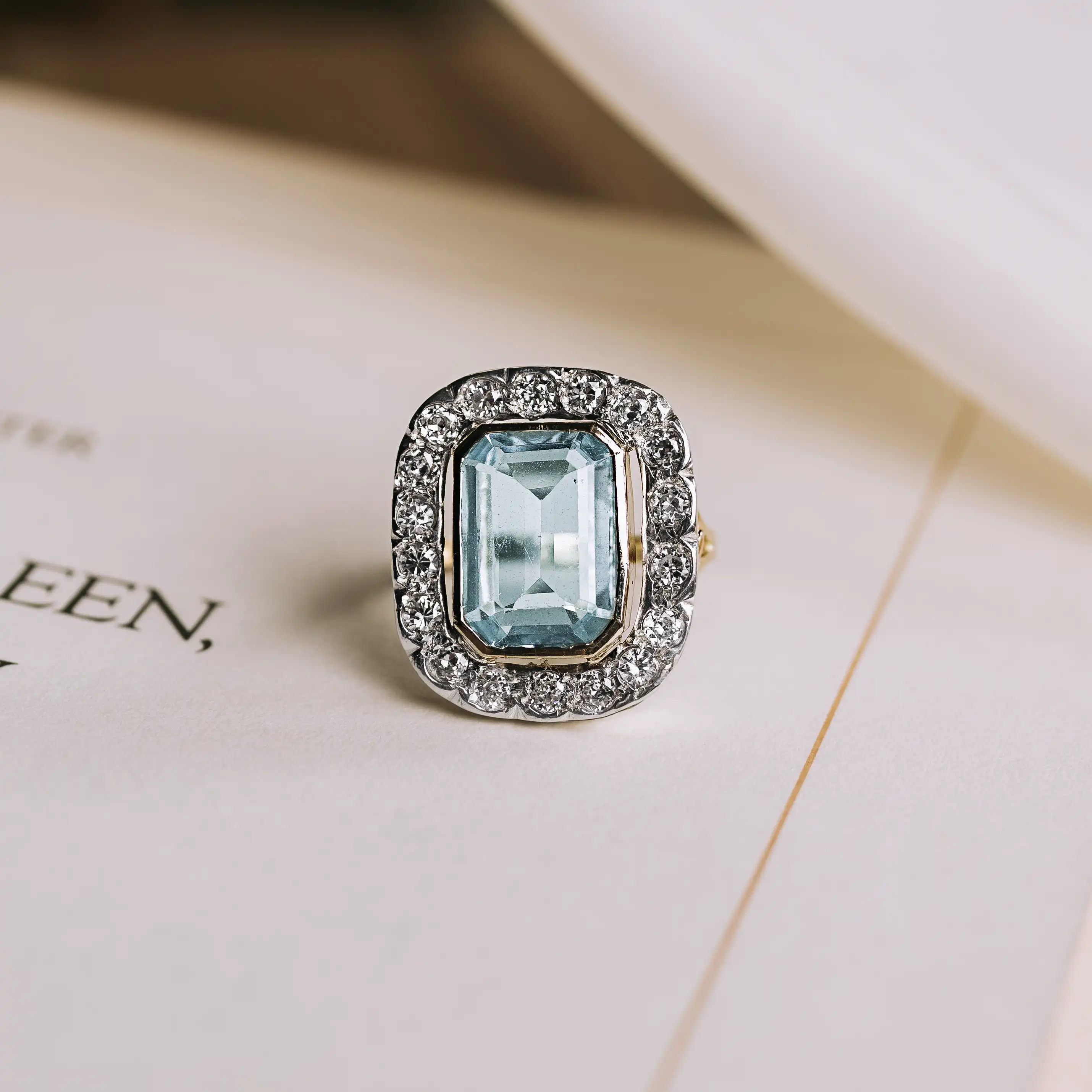 S6976 - Roseta aguamarina y diamantes