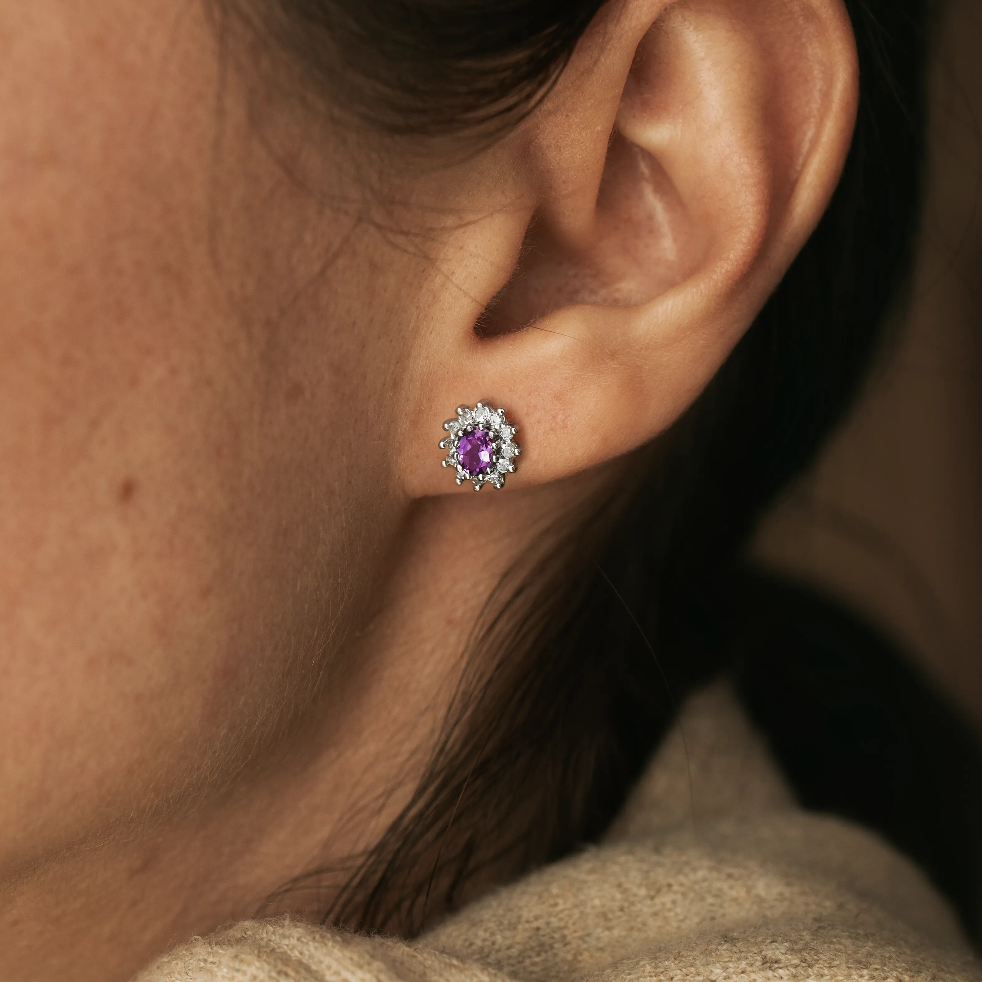 P6565 - Pendientes rosetas amatista - Imagen 2