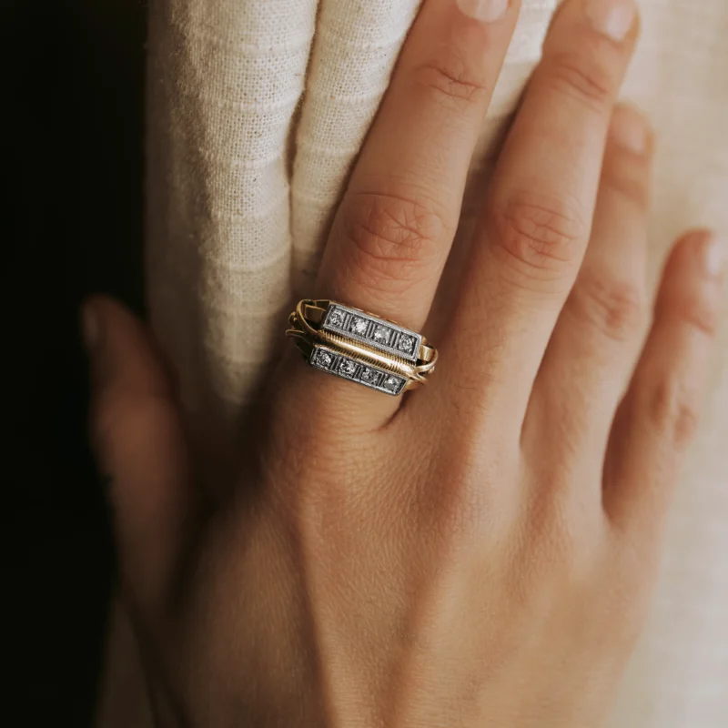 S7390 - Antique Half Eternity Ring 3 S7390 - Antique Half Eternity Ring - Image 2