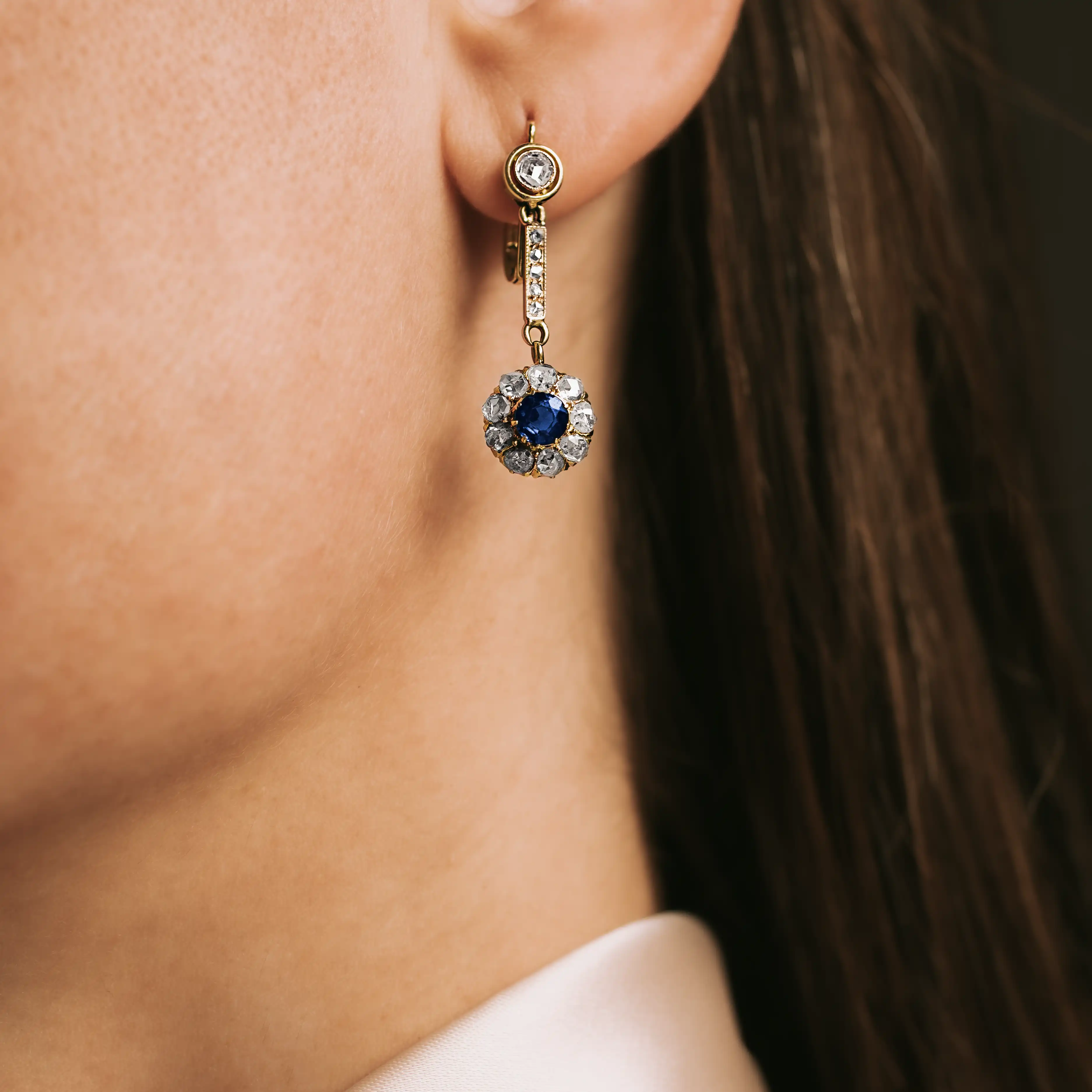 P5833 - Pendientes zafiros y diamantes 2 P5833 - Pendientes zafiros y diamantes - Imagen 2