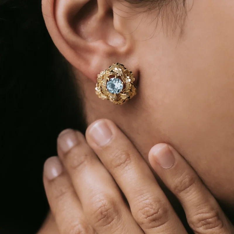 Alternative view of P6752 - Pendientes vintage aguamarinas