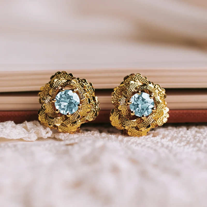 P6752 - Pendientes vintage aguamarinas