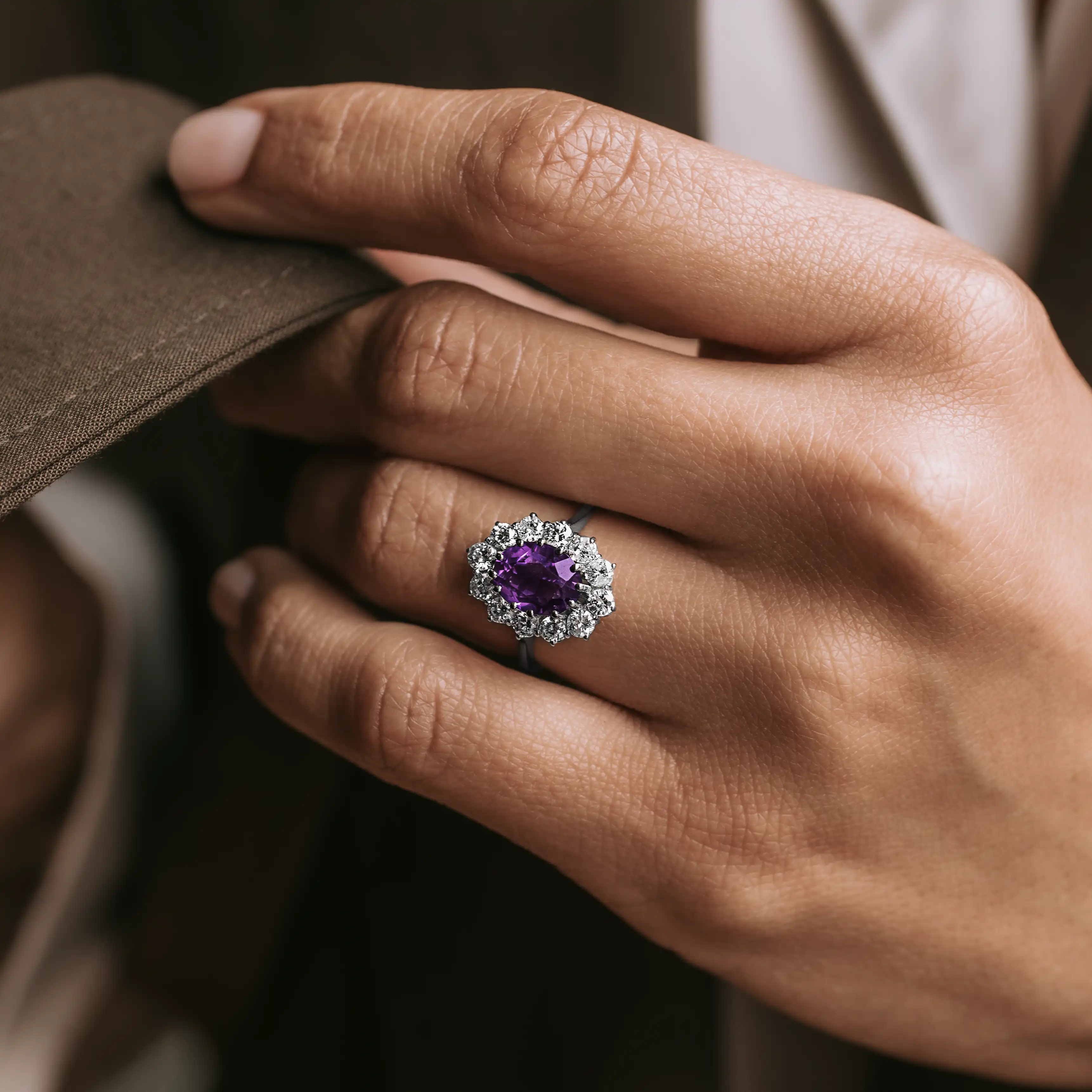 S7229 - Vintage Amethyst Rosette ring 2 S7229 - Vintage Amethyst Rosette ring - Image 2