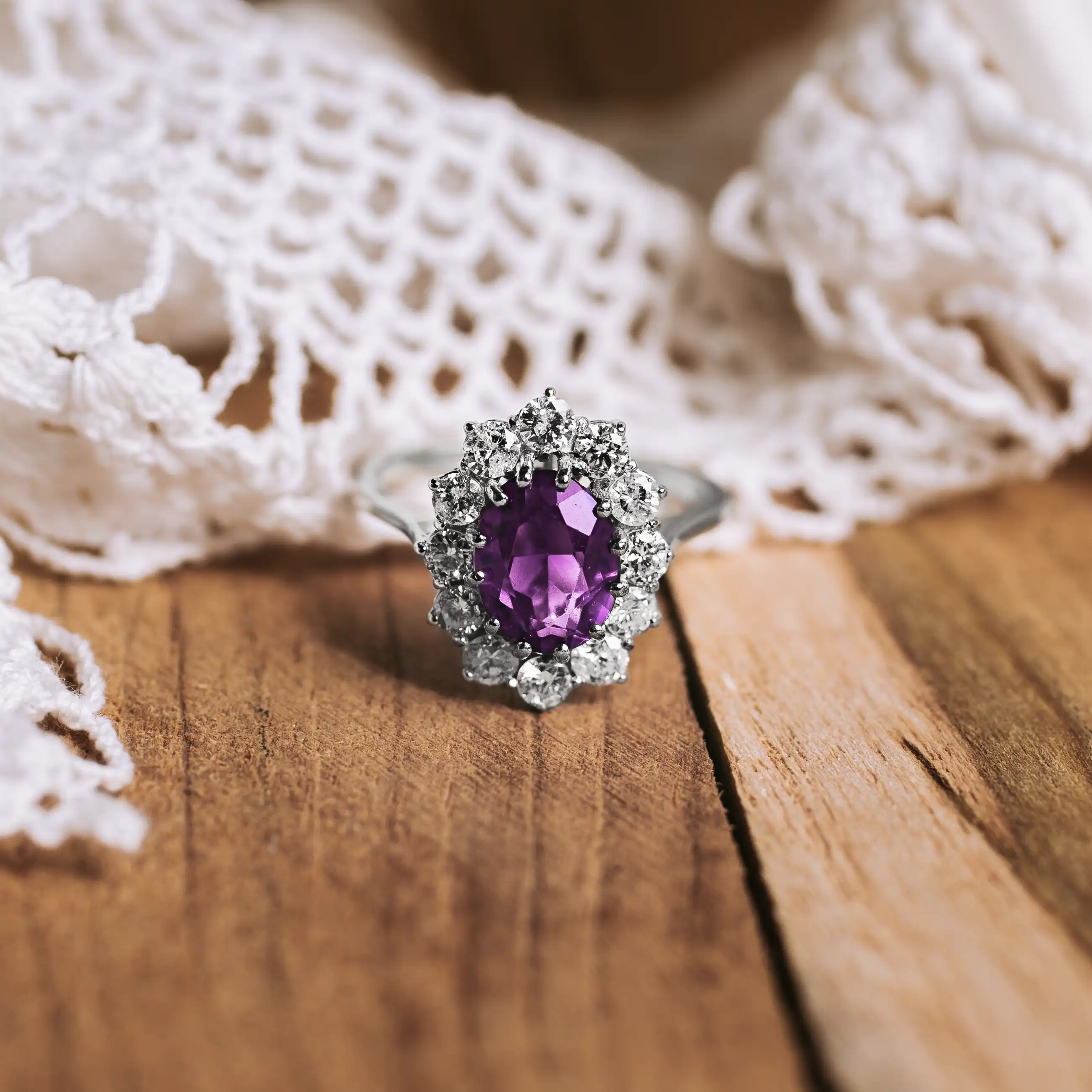 S7229 - Vintage Amethyst Rosette ring 1 S7229 - Vintage Amethyst Rosette ring