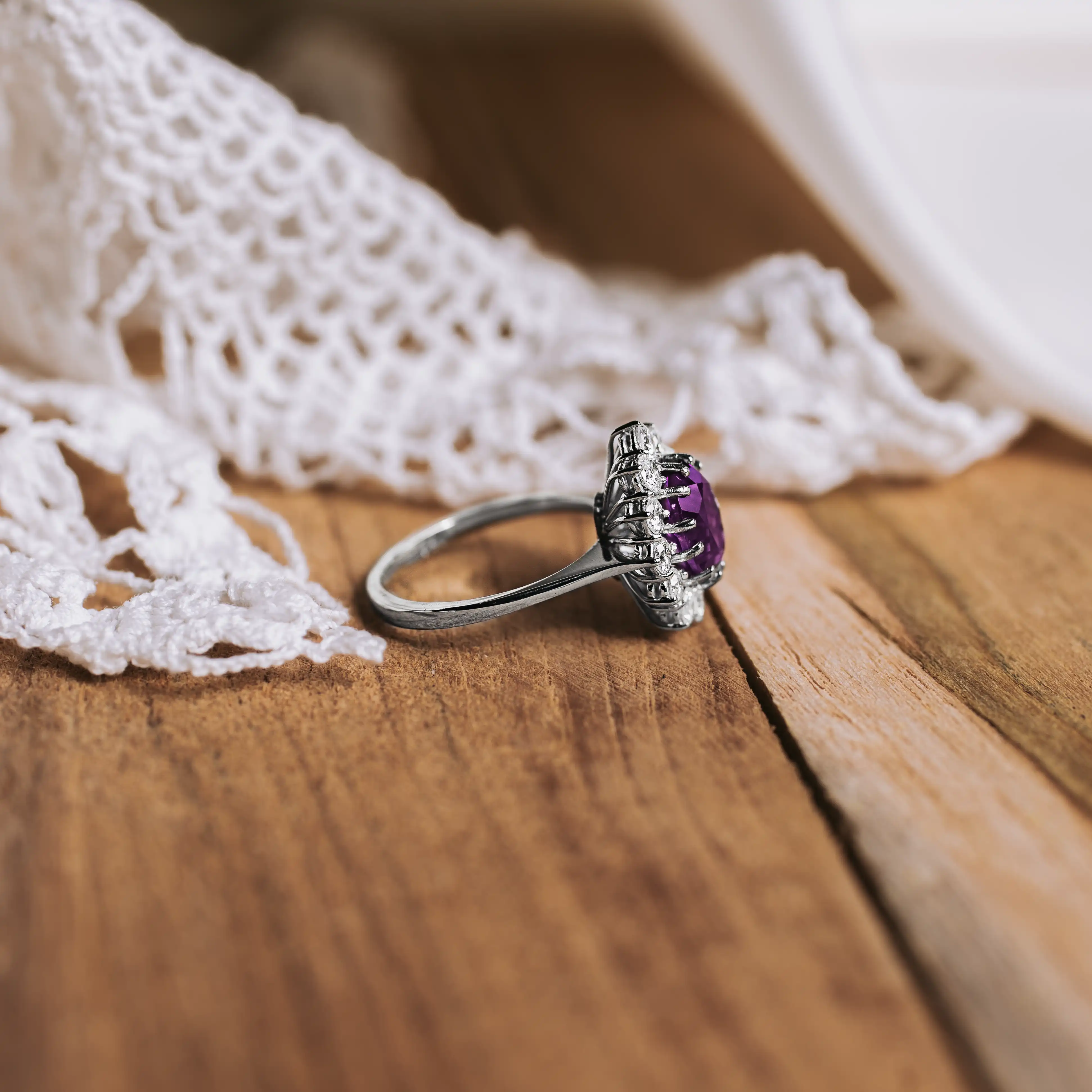 S7229 - Vintage Amethyst Rosette ring 3 S7229 - Vintage Amethyst Rosette ring - Image 3