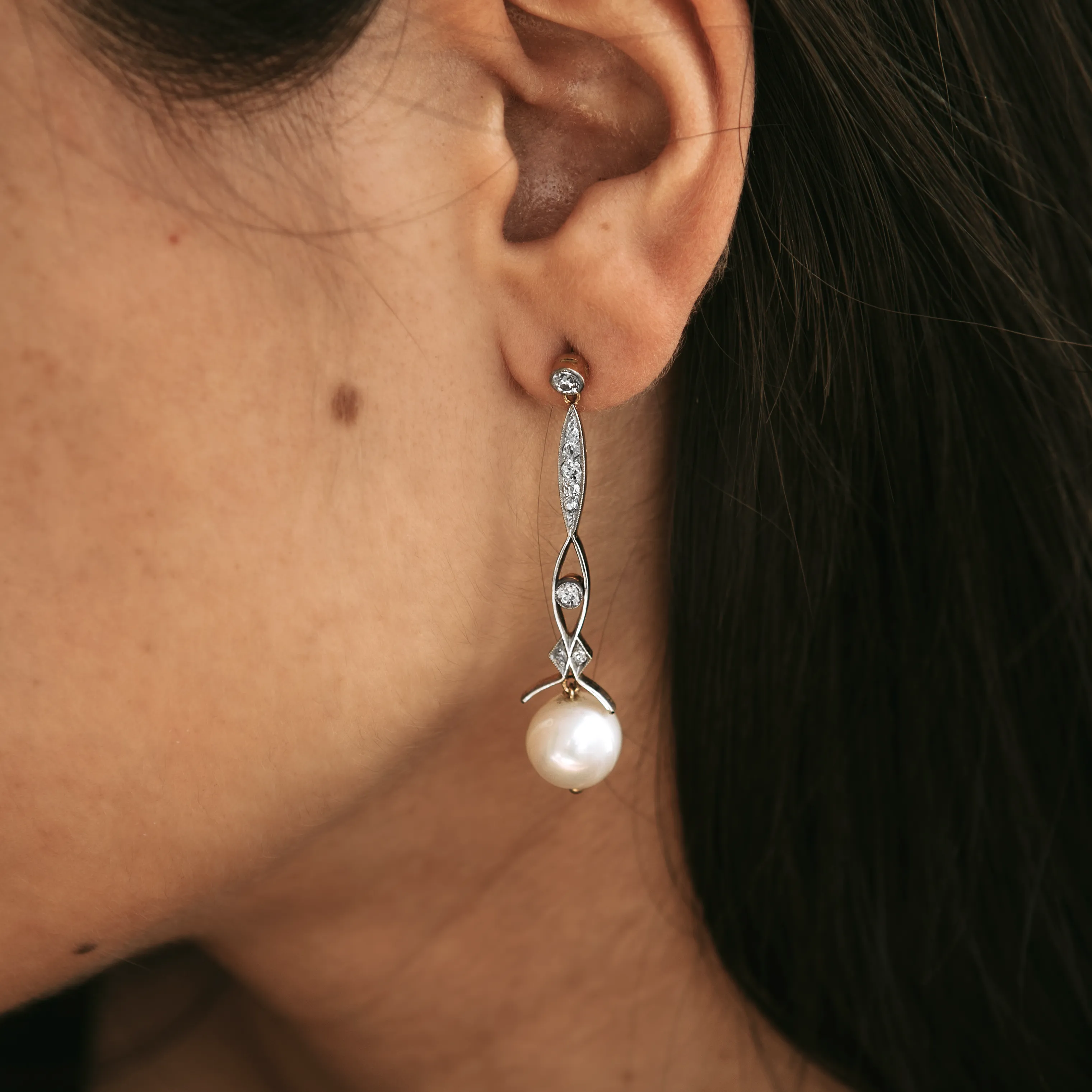 P6582 - Pendientes diamantes y perlas 2 P6582 - Pendientes diamantes y perlas - Imagen 2