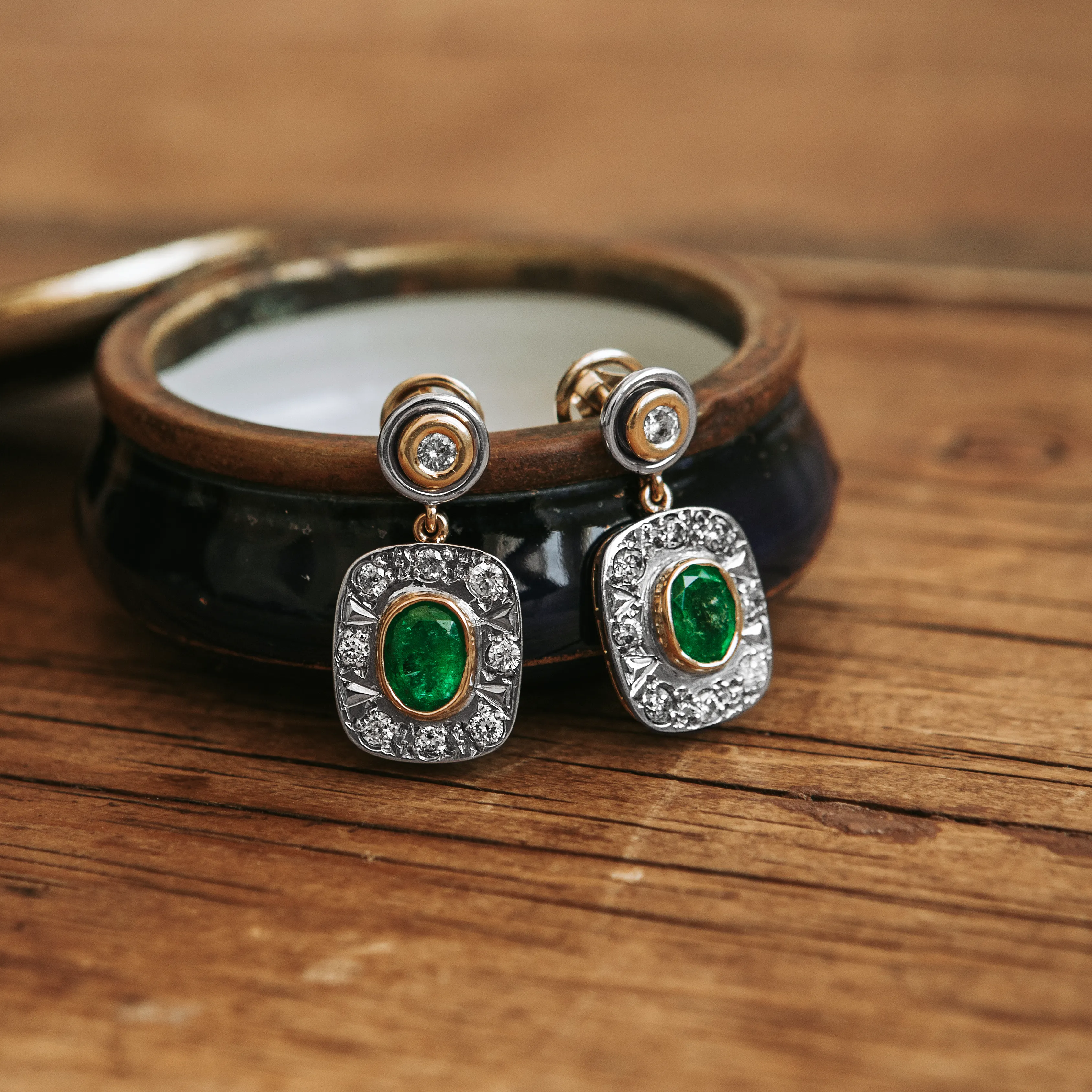 P7117 - Pendientes esmeraldas y diamantes 1 P7117 - Pendientes esmeraldas y diamantes