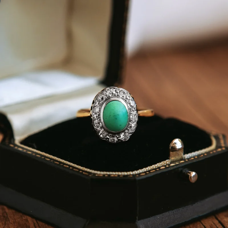 S7408 - Roseta turquesa y diamantes