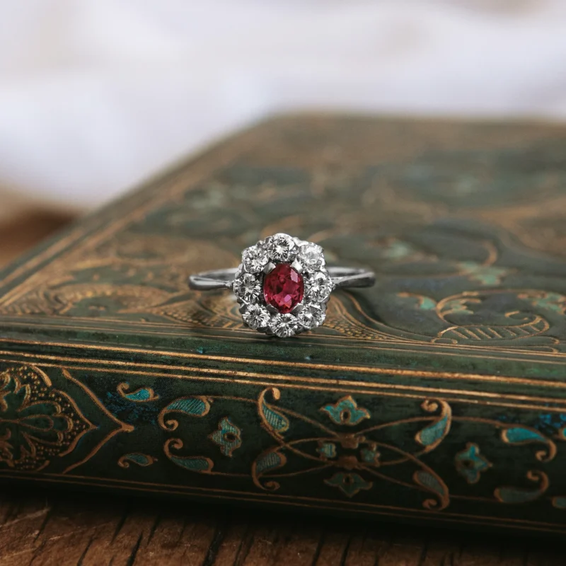 S7475 - Roseta rubí y diamantes