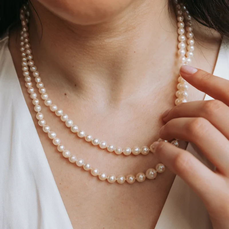 Alternative view of S5130 - Collar perlas y diamantes