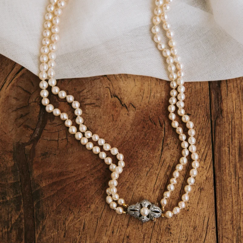 S5130 - Collar perlas y diamantes