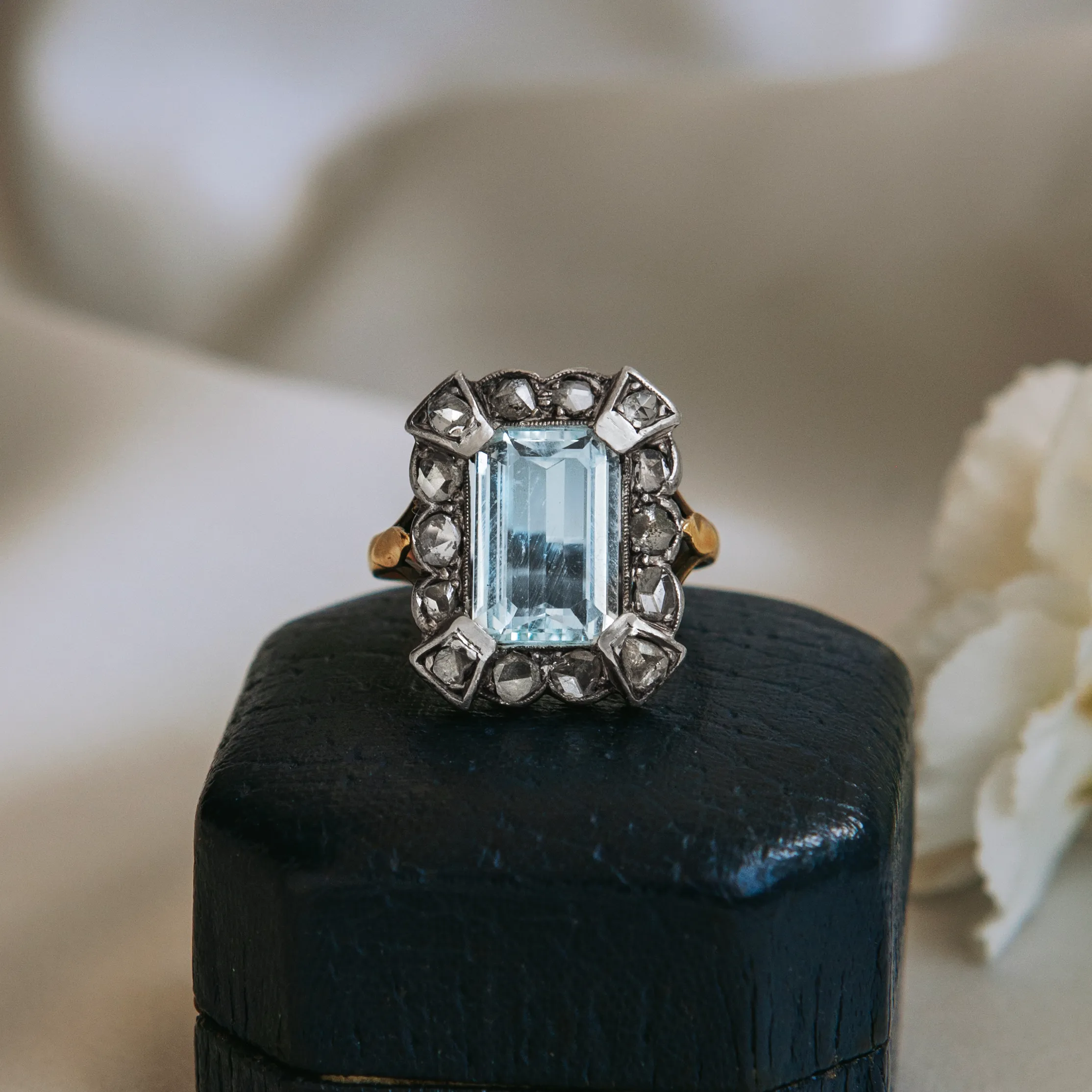 S5249 - Antique aquamarine rosette ring 1 S5249 - Antique aquamarine rosette ring