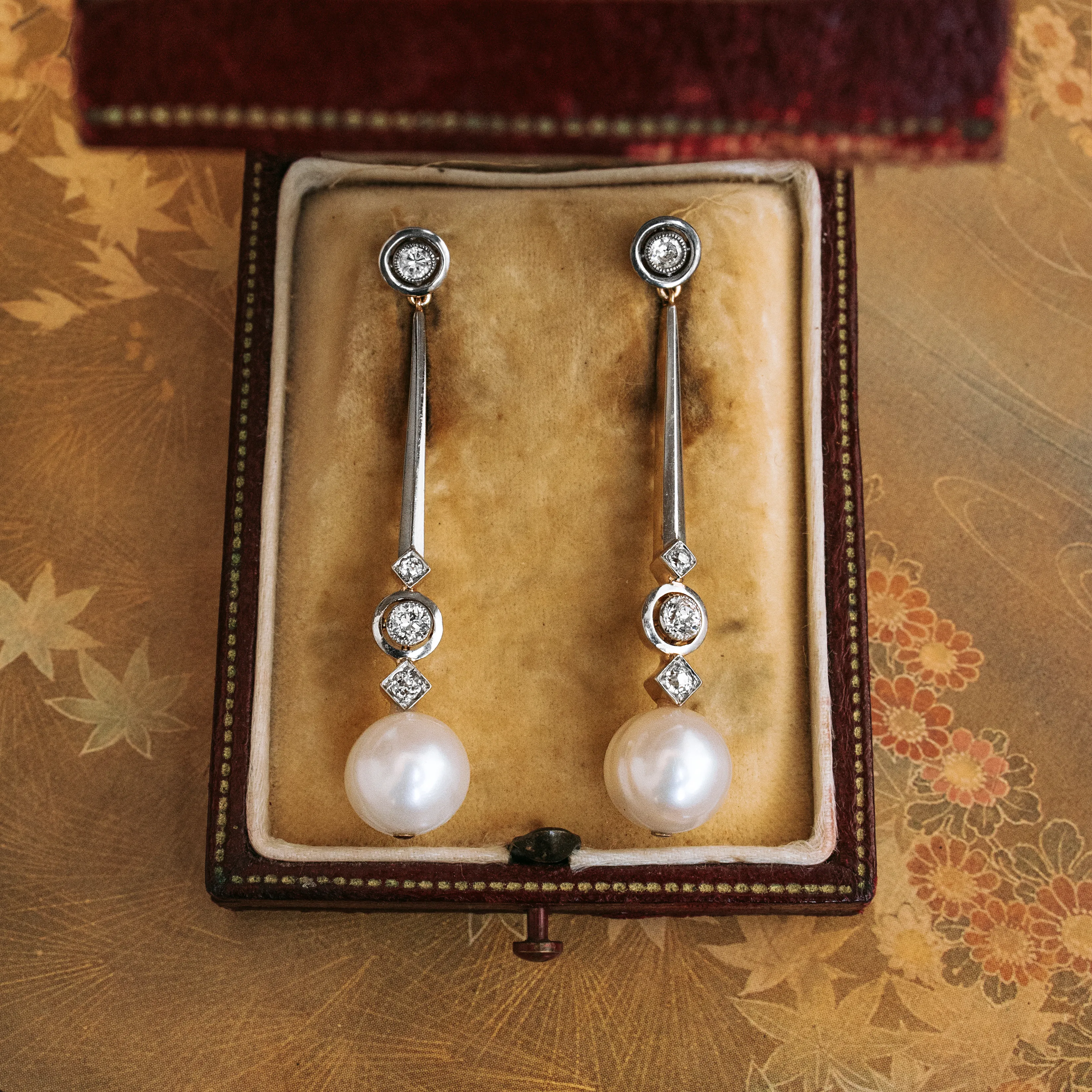 P6434 - Pendientes diamantes y perlas 1 P6434 - Pendientes diamantes y perlas