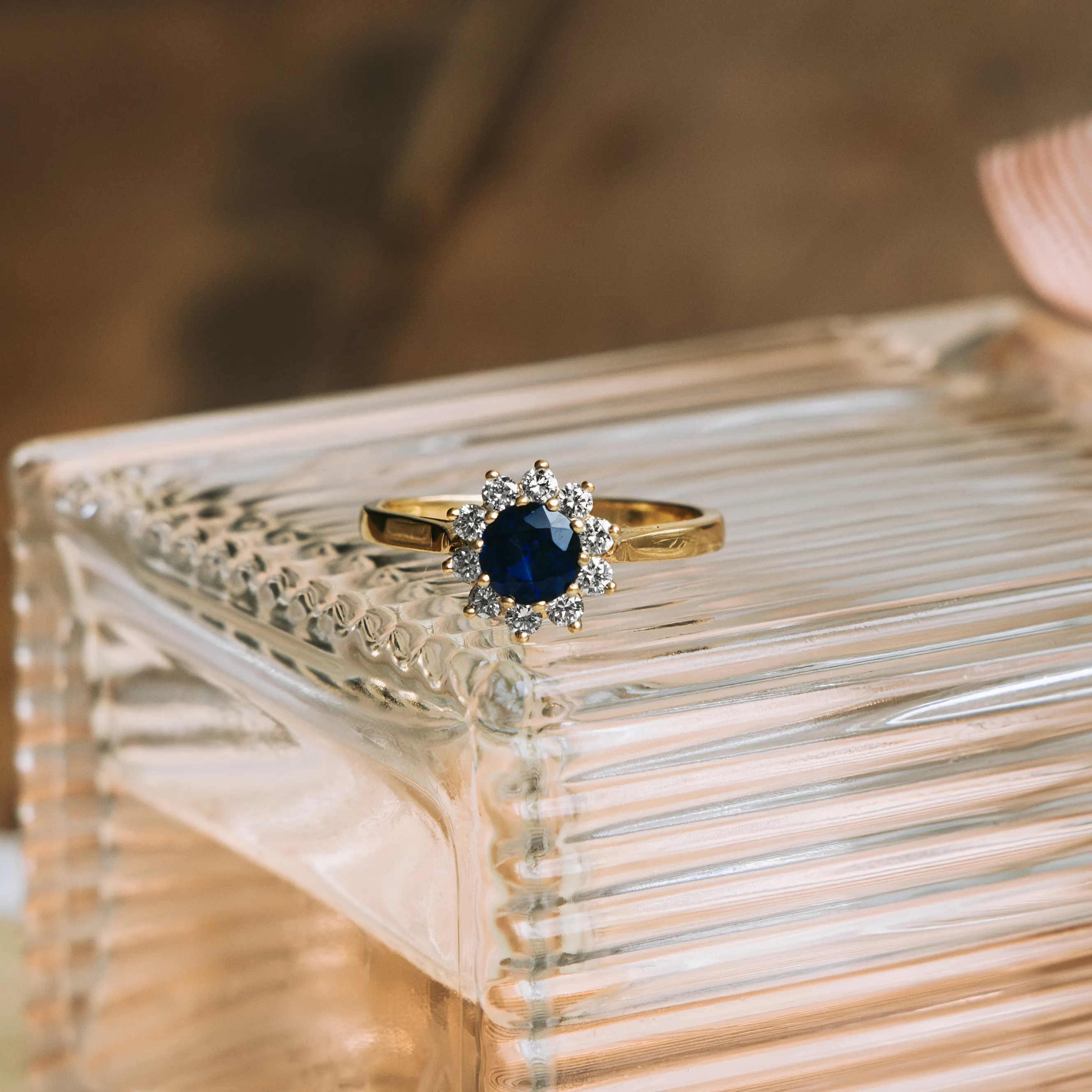 S6907 - Sapphire and Diamond Rosette ring 1 S6907 - Sapphire and Diamond Rosette ring