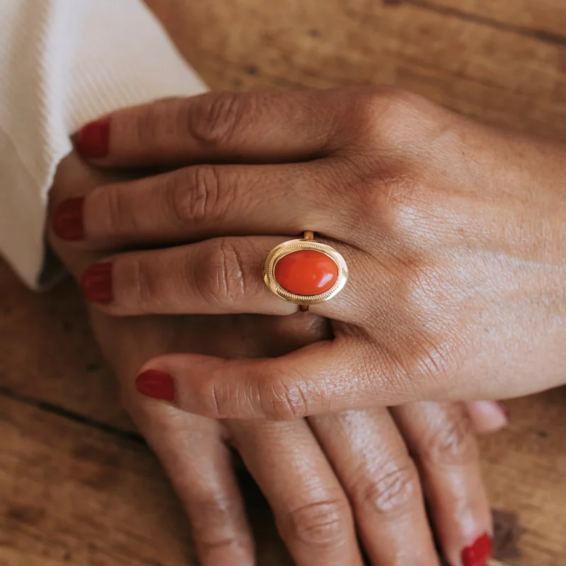 Alternative view of S7283 - Sortija vintage coral