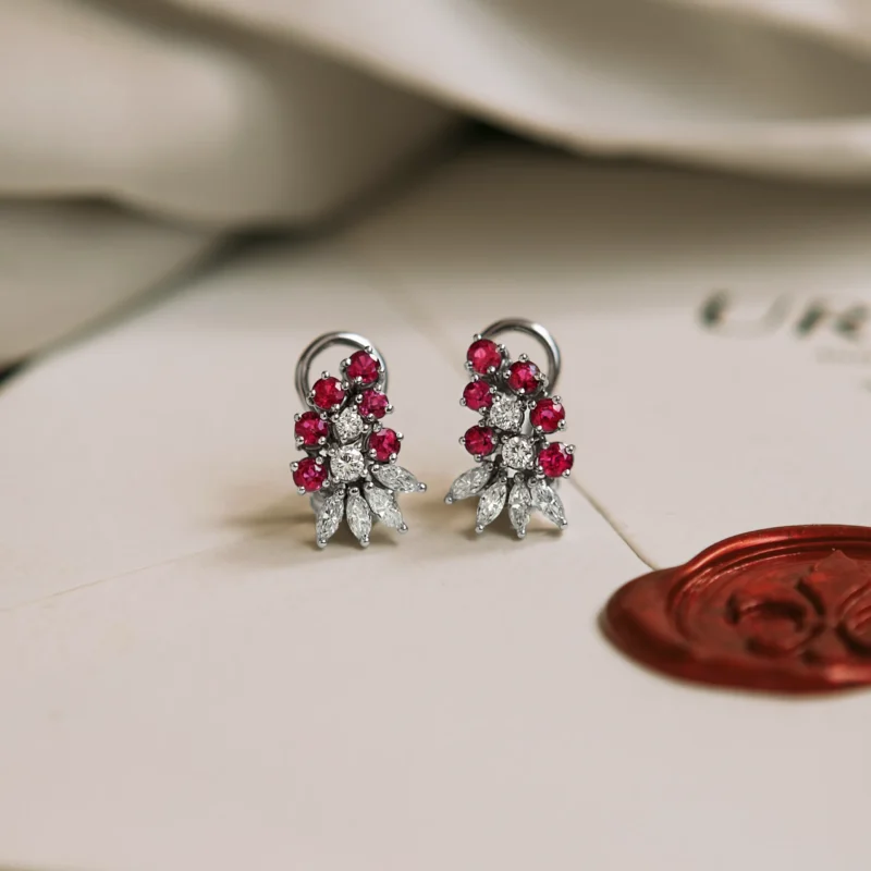P7519 - Pendientes rubíes y diamantes