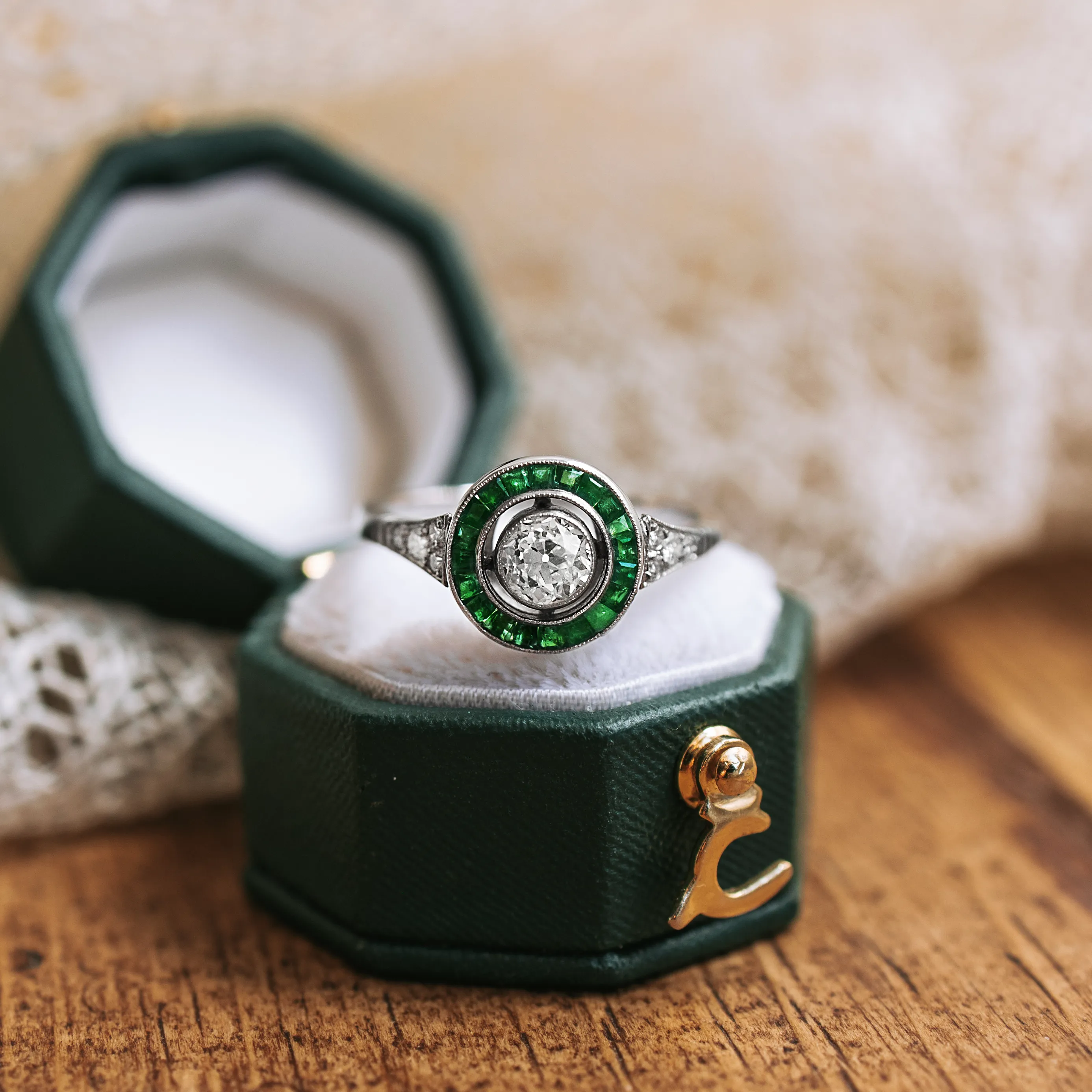 S7799 - Emerald art deco target ring 1 S7799 - Emerald art deco target ring