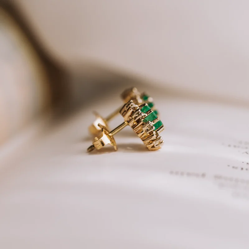 P7833 - Pendientes rosetas esmeraldas - Imagen 3