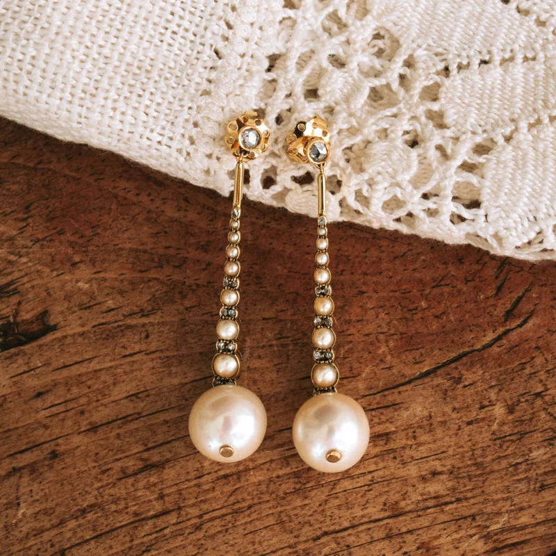 P6669 - Pendientes perlas y diamantes