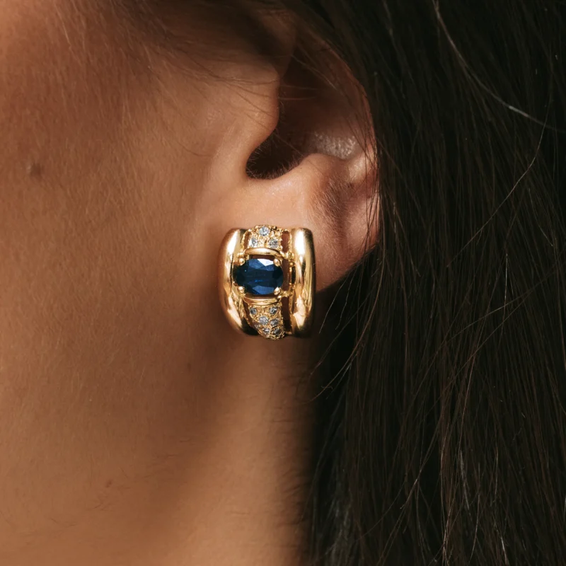 Alternative view of P7562 - Pendientes zafiros y diamantes