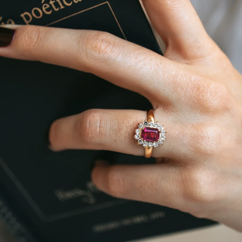 Alternative view of S7646 - Roseta turmalina y diamantes
