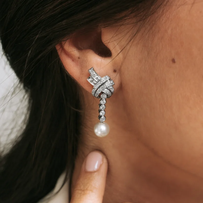 Alternative view of P7763 - Pendientes diamantes y perlas