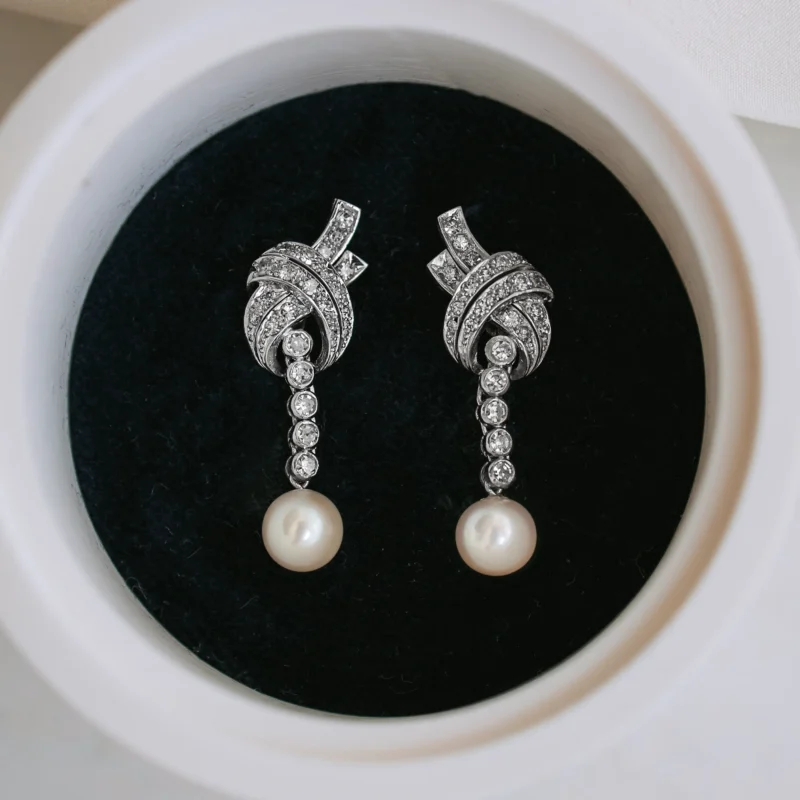 P7763 - Pendientes diamantes y perlas