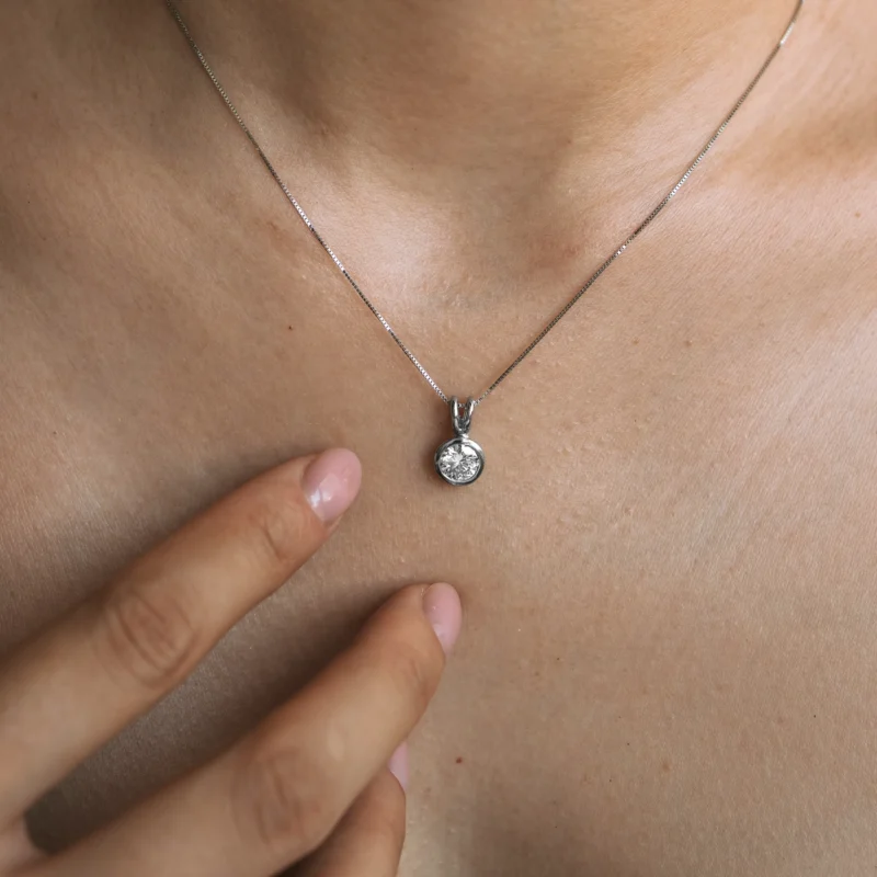 Alternative view of C3129 - Bezel-set diamond pendant