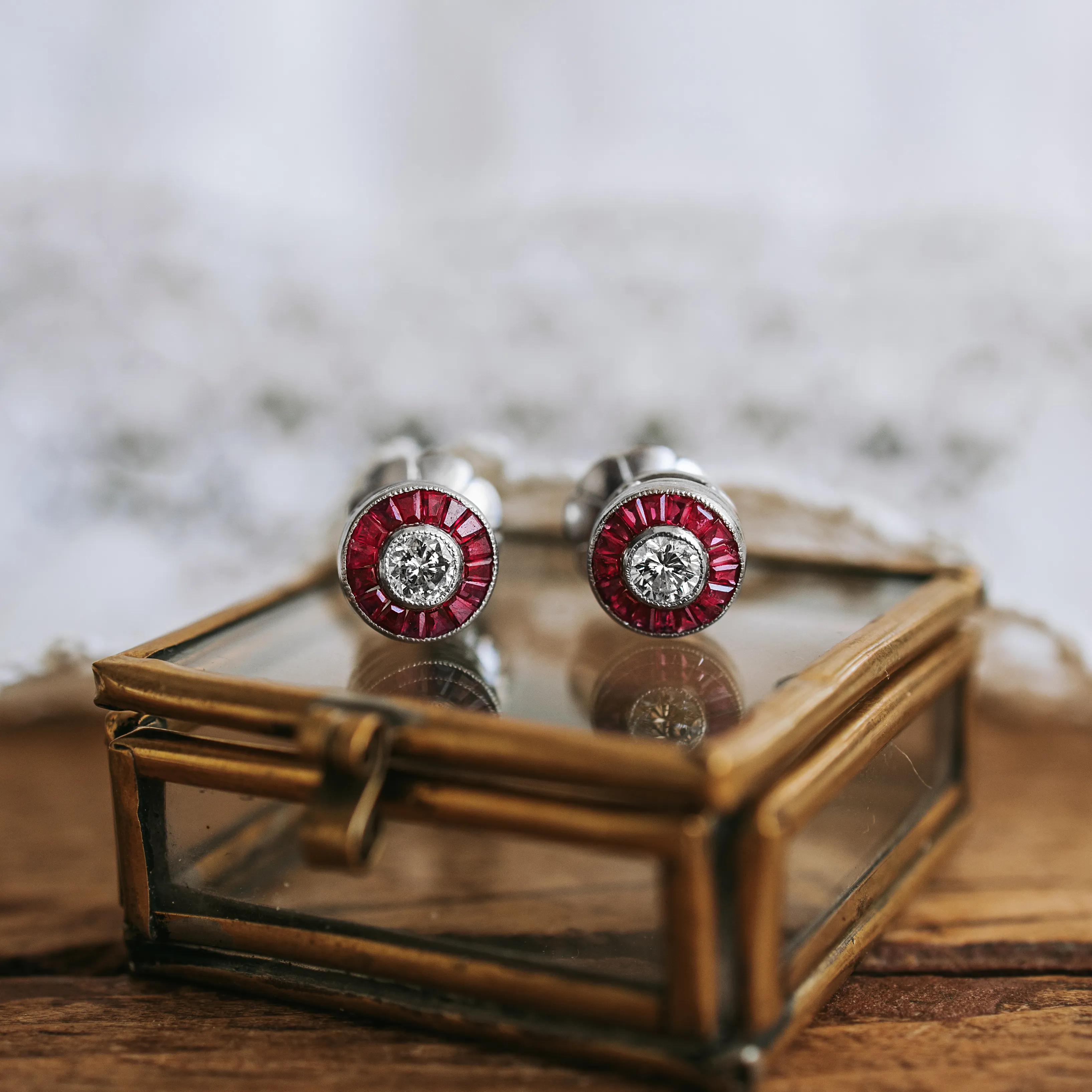 P3709 - Ruby Art Déco Target Earrings 1 P3709 - Ruby Art Déco Target Earrings