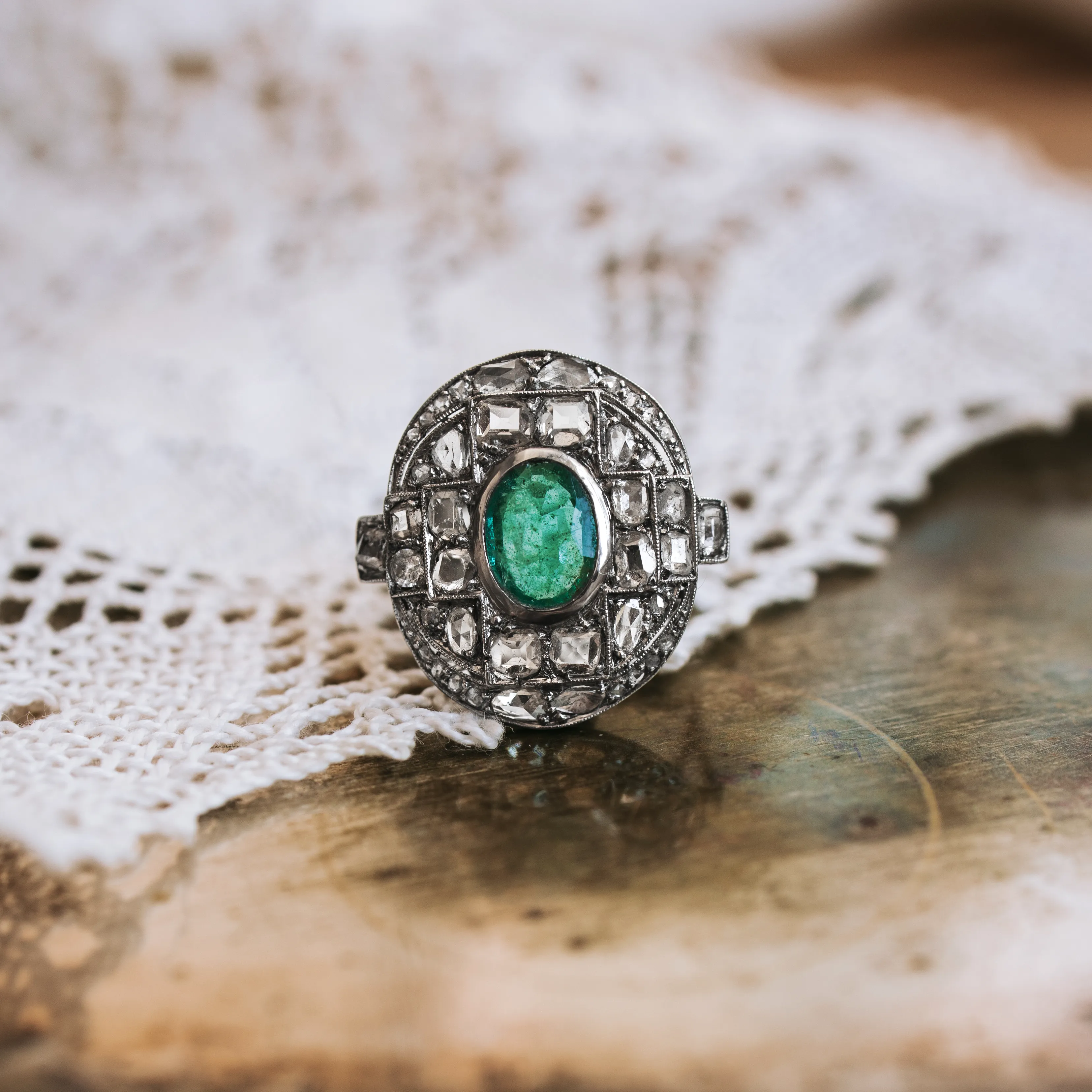 S3936 - Emerald halo ring 1 S3936 - Emerald halo ring