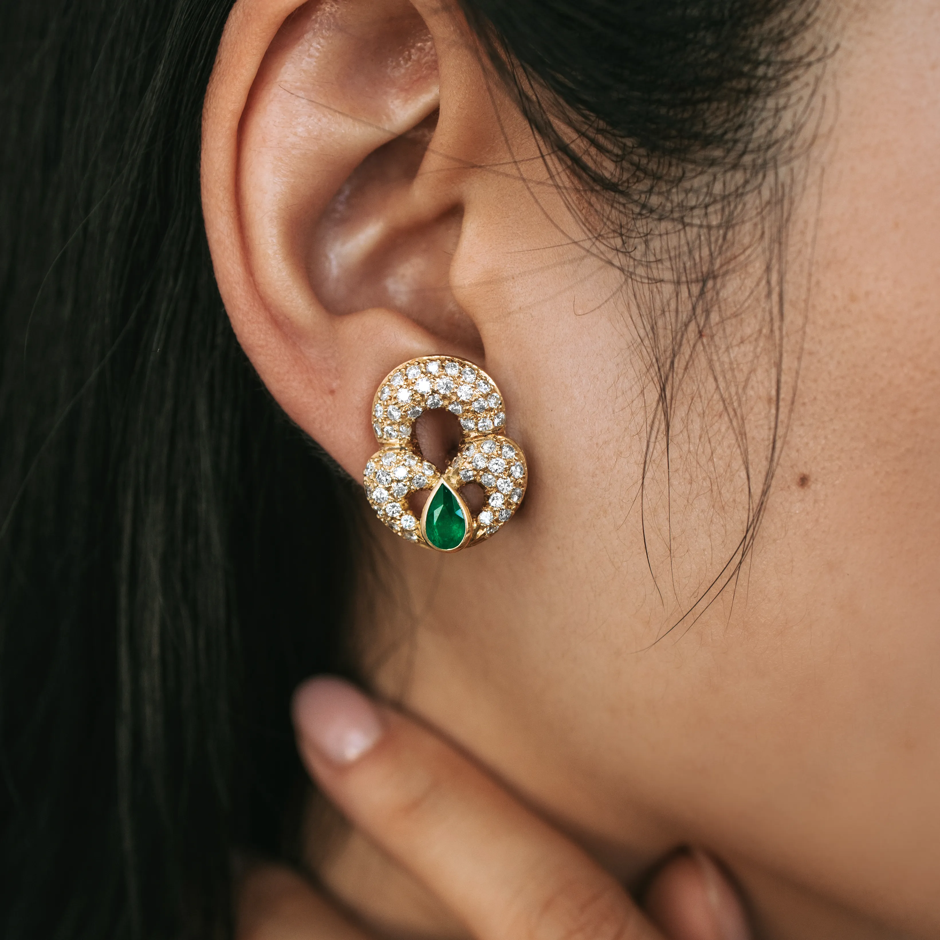 P5427 - Pendientes esmeraldas y diamantes 2 P5427 - Pendientes esmeraldas y diamantes - Imagen 2