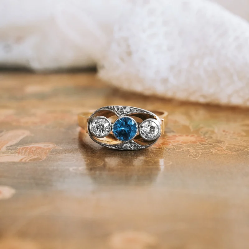 S6149 - Tresillo zafiro y diamantes