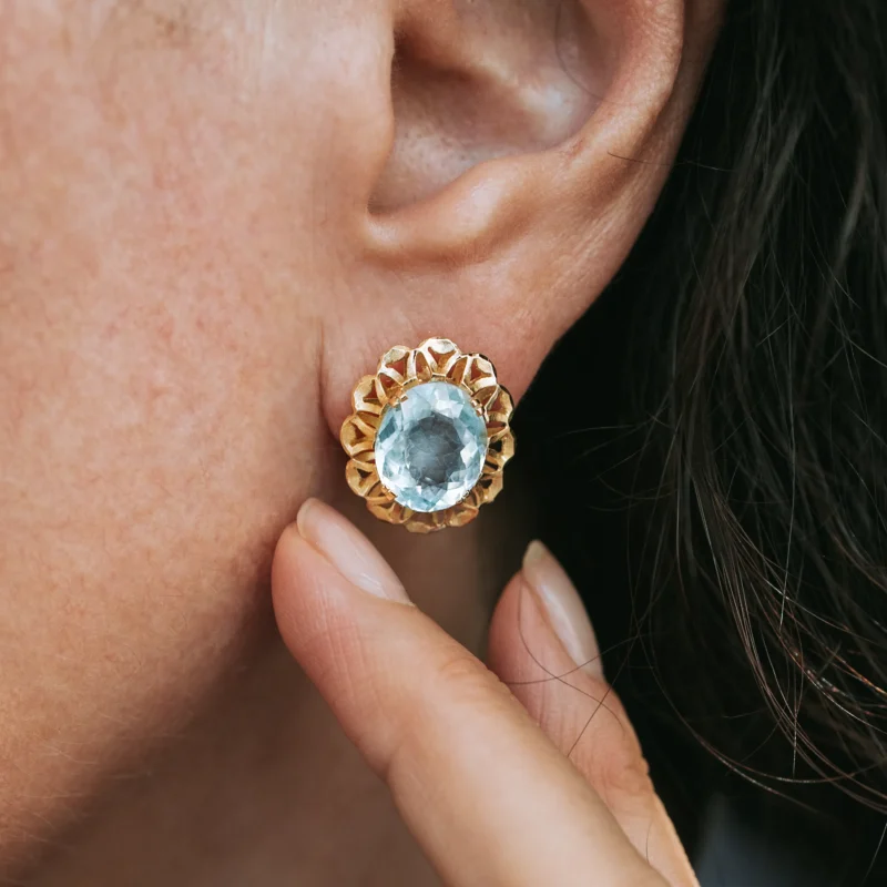 Alternative view of P6737 - Pendientes vintage aguamarinas
