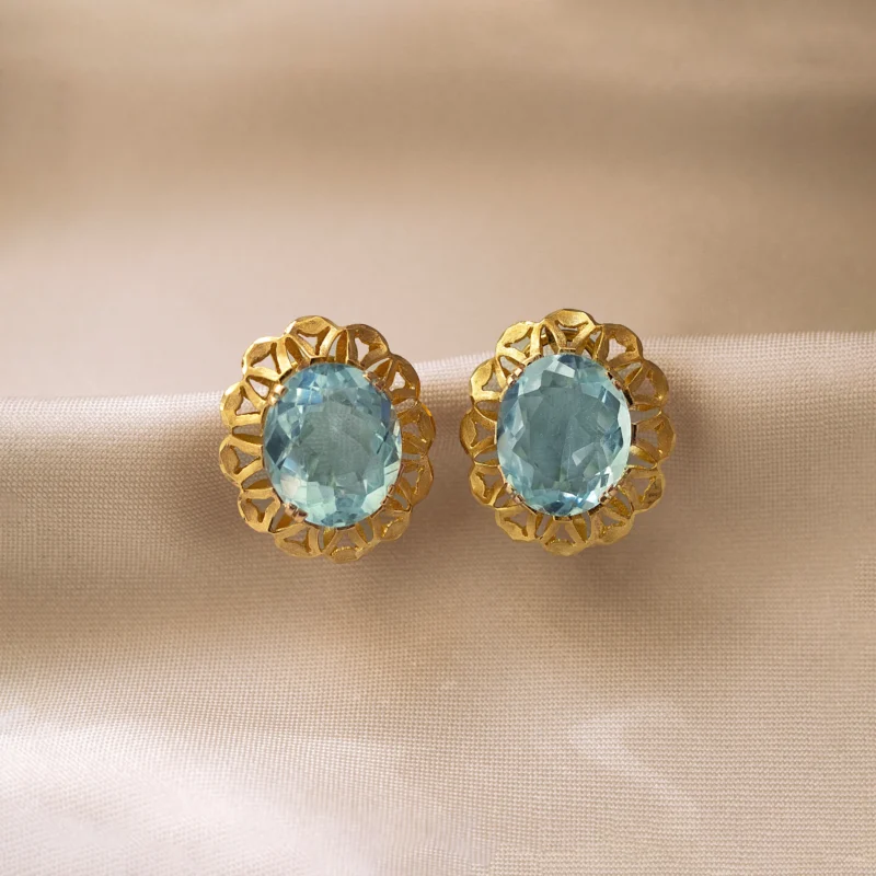 P6737 - Pendientes vintage aguamarinas