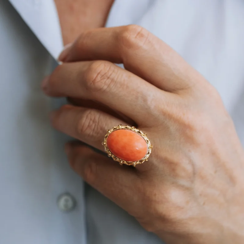 Alternative view of S7949 - Sortija vintage coral
