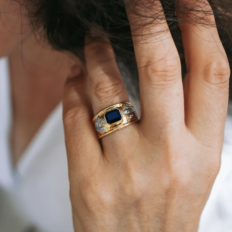 S7955 - Sortija zafiro y diamantes - Imagen 2