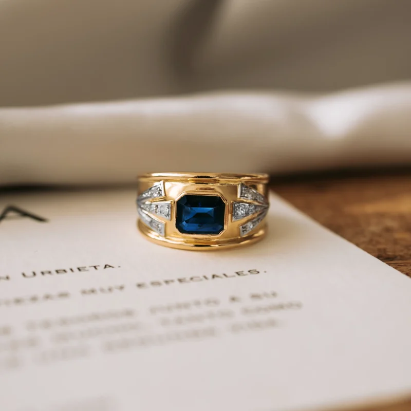 S7955 - Sortija zafiro y diamantes