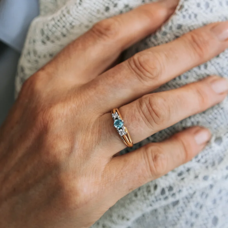 S7975 - Tresillo aguamarina y diamantes - Imagen 2