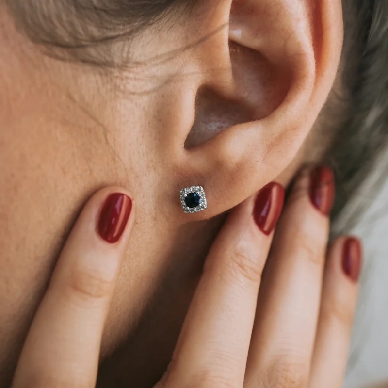 P7999 - Pendientes rosetas zafiro - Imagen 2
