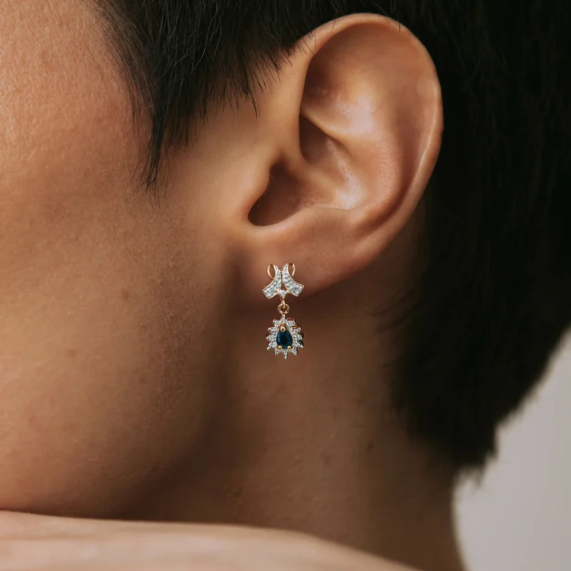 P8068 - Pendientes zafiros y diamantes - Imagen 2